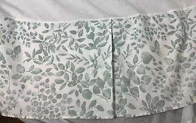 Marimekko King Size Dust Ruffle Bedskirt 14  Deep White Light Green Leaves Vines • $45