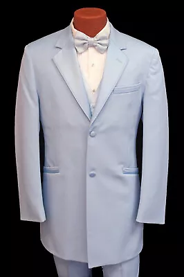 Men's Retro Blue Tuxedo With Pants Vest Tie Vintage 1980's Prom Wedding 36S 30W • $99.99