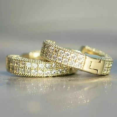 2.50Ct Round Cut Lab-Created Diamond Men's Hoop Earrings 14K Yellow Gold Plated • $129.99