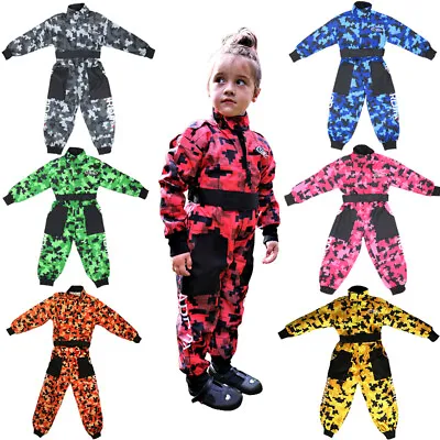 Girls Kids Motocross Race Suit LEOPARD Boys Camo Overalls Coverall ONE PIECE • £24.95