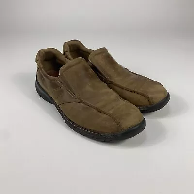 Ecco Mens Comfort Shoes Size 46 US 12 Brown Leather Slip On Loafers Walking • $29.95