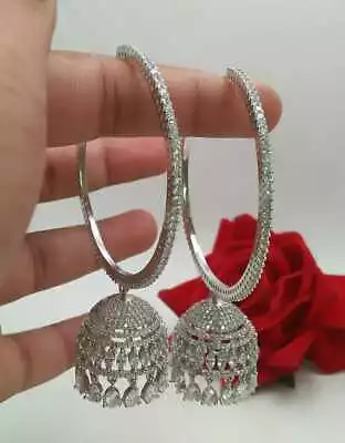 Ethnic Indian Gold Tone Bollywood Bridal AD Jewelry Set Designer Earrings Jhumki • $16.99