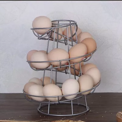 Egg Skelter Modern Spiral Egg Holder Countertop Dispenser Stand Storage Rack • £8.88