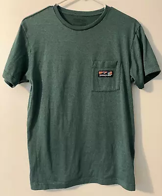 Men's PATAGONIA Small Slim-Fit Pocket T-Shirt ~Teal ~ 100% Recycled Polyester • $7.25