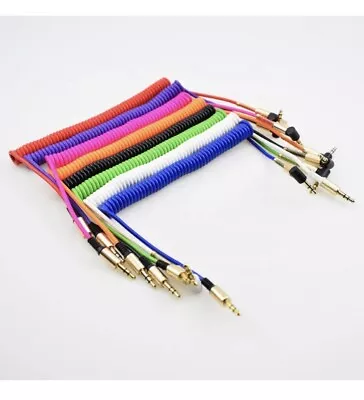 Coiled Audio Aux Cable 3.5mm Stereo Jack To Jack Spiral Headphone IPod Car Lead  • £3.19