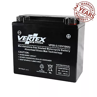 Yamaha YFM 700 Grizzly Quad 2008 VP20-3 Vertex AGM 12v Battery YTX20L-BS • £58.99