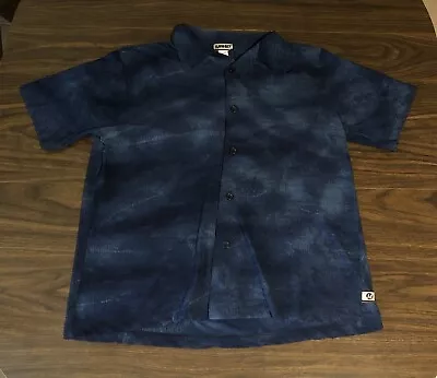 YMLA Shirt Mens Medium Disco Grunge Hippie Tie Dye Vintage Club Wear Blue Ribbed • $18.99