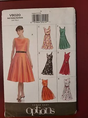 Vogue V8020 Options Dress With Neckline And Skirt Variations Pattern  • $6.88