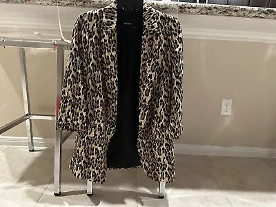 $30 • Buy Zara Basic Leopard Print Oversized Open Front Blazer Jacket XS