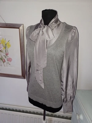 £0.99 • Buy Beautiful M&S Autograph Grey Silk & Cashmere Blend 2 In 1 Blouse Jumper - UK 14