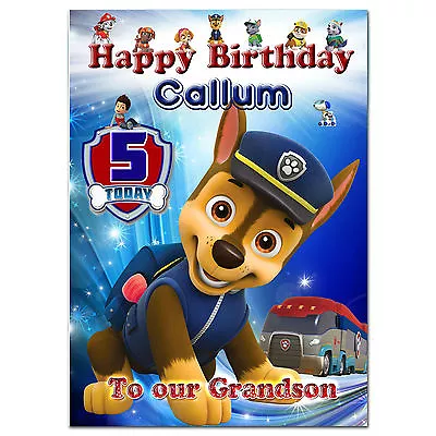 C293; Large Personalised Birthday Card; Made For Any Name; PAW Patrol Chase • £4.50