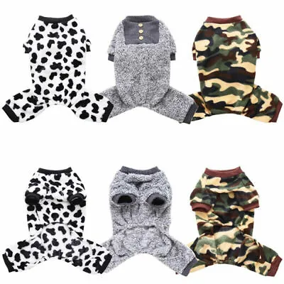 £8.15 • Buy Small Pet Dog Puppy Warm Fleece Jumpsuit Pajamas Clothes Winter Coat Clothing UK