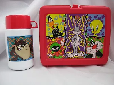 Thermos Rare 2 Vintage Looney Tunes Warner Bros 1997 Lunchbox 90’s Retro Red • $18.99