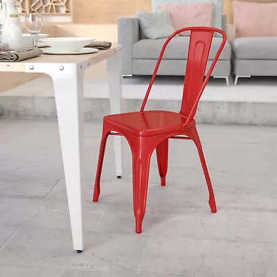 Perry Commercial Grade Orange Metal Indoor-Outdoor Stackable Chair • $82.92