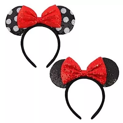 Mouse Ears Bow Headbands 2PCS Classic Sequin Bow Headband Mini Mouse Ears For... • $24.99