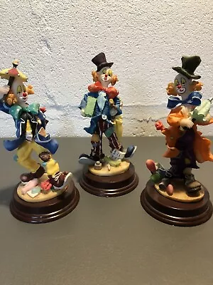 K’s Collection Vintage Clowning Around Set Of 3 Resin Clowns 6.5” H • $30