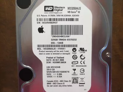 WD WD3200AAJS-41VWA1 DCM:HGRNNTJMGN Apple#655-1380E 3.5  Sata Hard Drive • £34.08