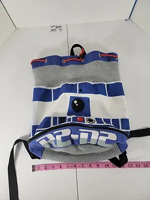 Star Wars R2-D2 Drawstring Backpack School Bag Gray/Blue/White Mesh Zippers • $32.99