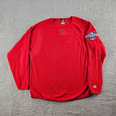 Los Angeles Angels Sweatshirt Majestic Red Fleece World Series 2002 Baseball MLB • $16.09