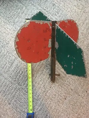 Authentic Vintage Railroad Track Switch Flag / Signal Green Red 17  Tall • $89.99