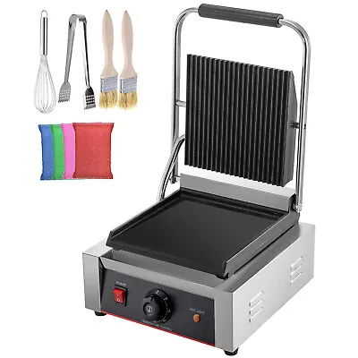 $185.89 • Buy Commercial Sandwich Press Grill Griddle Panini Maker Grooved Flat 1800W