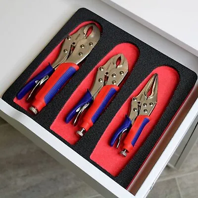 Tool Drawer Organizer Pliers Holder Insert Red And Black Foam Tray 3 Pockets • $18.98