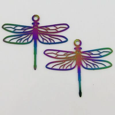 Bulk 6pce Laser Cut Filigree Dragonfly Charm Pendant Earrings SSteel 29x34mm • $8.99