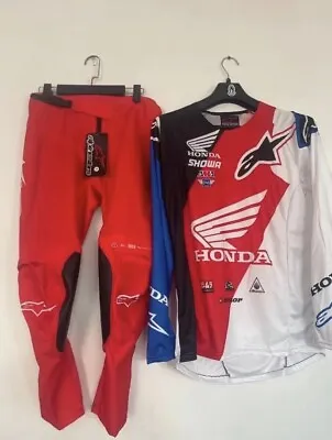 Alpinestars Honda Team Motocross Gear Jersey/Pants Combo Motocross Racing Set • $145