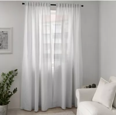 Tibast Ikea A Pair Of  White  Curtain  W:145cm; H:300cm • £41