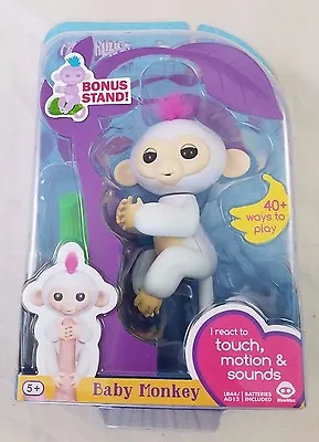 $81.98 • Buy Fingerlings Baby Interactive Monkey Sophie White 40 Sound Bonus Stand Finger Toy