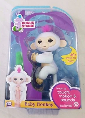$81.98 • Buy Fingerlings Baby Interactive Monkey Sophie White 40 Sound Bonus Stand Finger Toy