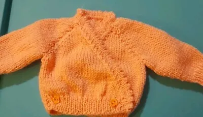 Hand Knitted Baby Cardigan In Pink Size 0-3 Months • £4