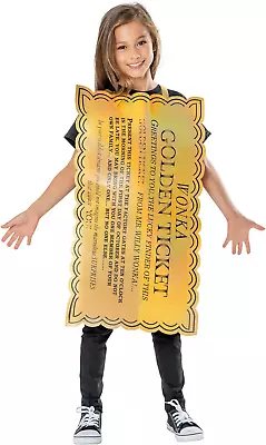 Rubies Girl'S Willy Wonka Tabard Golden Ticket Costume For 5-8 Years Kids • $56.99