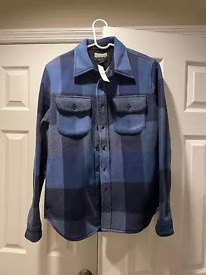 J. Crew Men's Nordic Microfleece Shirt Jacket Blue Check Chevron - Size Small • $70