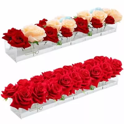2 Pack Clear Acrylic Vase For Flowers 17 Inch Long Rectangular Vase With 18 H... • $39.74