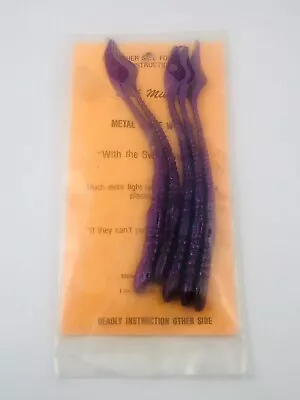 Vintage 1960’s Dick Miller’s 8  Kut Tail Plastic Fishing Worms 5 Pack Purple • $14.95