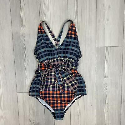 Motherhood Maternity Medium Plaid One Piece Bathing Suit Waist Tie  • $24.99