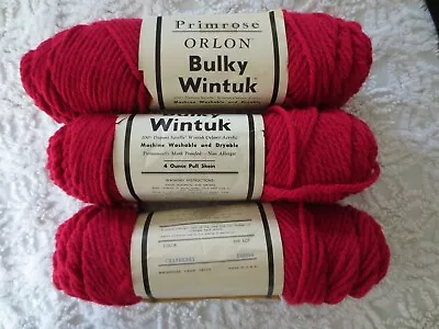 3 - 4 Oz. Skeins PRIMROSE Orlon Acrylic BULKY Wintuk CRANBERRY YARN - Same Lot • $7.50