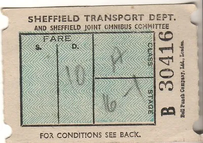 £3.99 • Buy Bus / Tram Ticket Sheffield Transport Dept And Sheffield Joint Omn , Bellgraphic