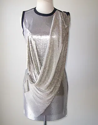 VERSACE VERSUS Silver Mesh Metal Chainmail Dress 42 4     6 • $2999.99