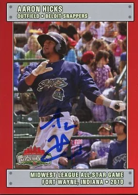 2010 Midwest League All Star AARON HICKS Signed Card YANKEES Rc Auto MWL • $9.99