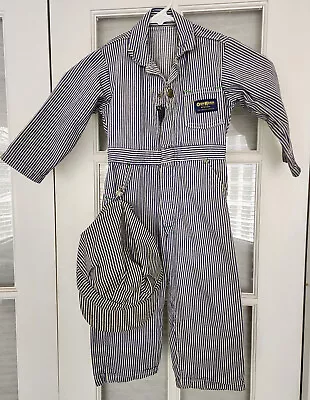 Vintage Boys Oshkosh B'Gosh Hickory Stripe Coveralls Length 30  • $45