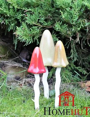 £15.49 • Buy Garden Ornaments Mushrooms Ceramic Toadstools Fairy Garden Tinkling Outdoor