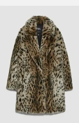 $73.18 • Buy Zara Oversized Faux Fur Leopard Print Coat   ** XSmall **