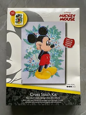 £12.63 • Buy BNWT Disney Mickey Mouse No Count Cross Stitch Kit 25 X 35cm Level 3 By Sew Easy
