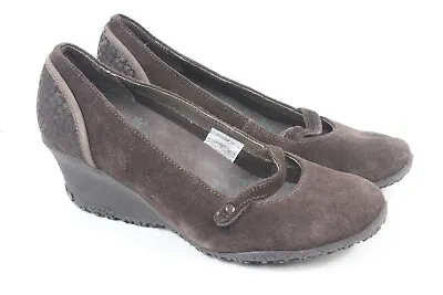 MERRELL Women's 6.5 M Petunia Brown Print Leather Print Wedge MJ Shoes J46224 • $19.99