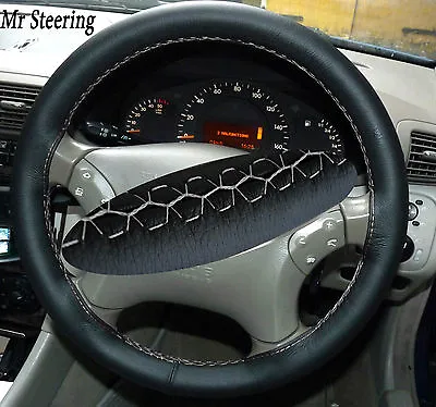 For Mercedes C-class W203 Italian Leather Steering Wheel Cover White Stitch01-07 • $31.90