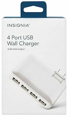 NEW Insignia 4-Port USB Travel Wall Charger 4.2A 21w White Folding Plug Slim  • $7.12