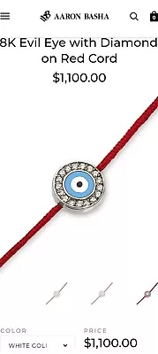 18k Aaron Basha Diamond Red String Evil Eye Bracelet • $800