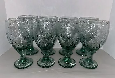 8 PC Vintage Libbey Orchard Fruit Spanish Green Water Ice Tea Goblets Glasses • $50